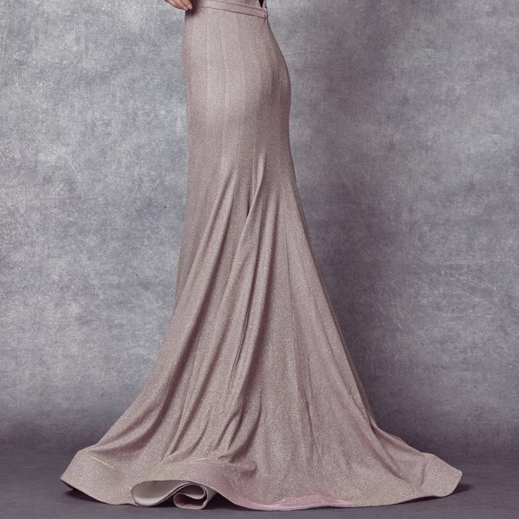 NEW FLOOR LENGTH SLEEVELESS MERMAID POLYESTER DRESS WITH PLUNGING V-NECK JT 207 - Picture 9 of 9